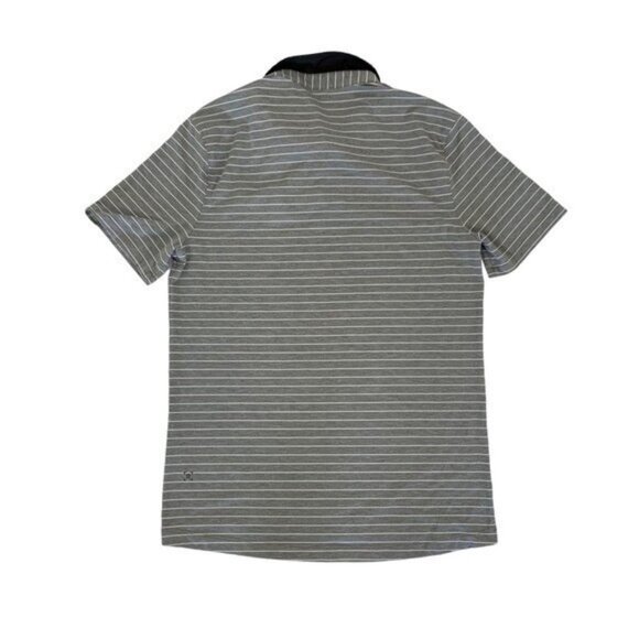 Lululemon Small Striped Polo Shirt Gray Western Logo Tennis Golf Preppy - Picture 2 of 4